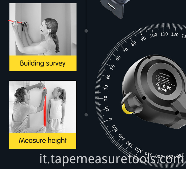 3 in 1 Nastro di misurazione della distanza laser multifunzione 40M Metro a nastro di distanza laser 5m con display LCD